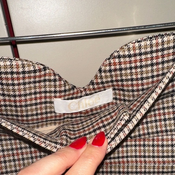 Chloe High Rise Houndstooth Wool Blend Tweed Shorts size 36 - Picture 3 of 6